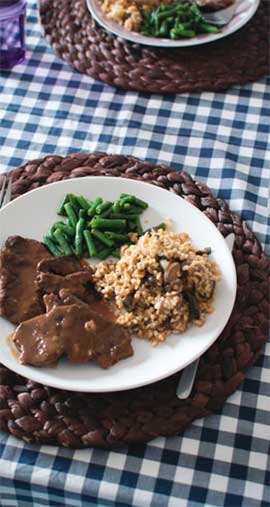 beef dish with rice and beans